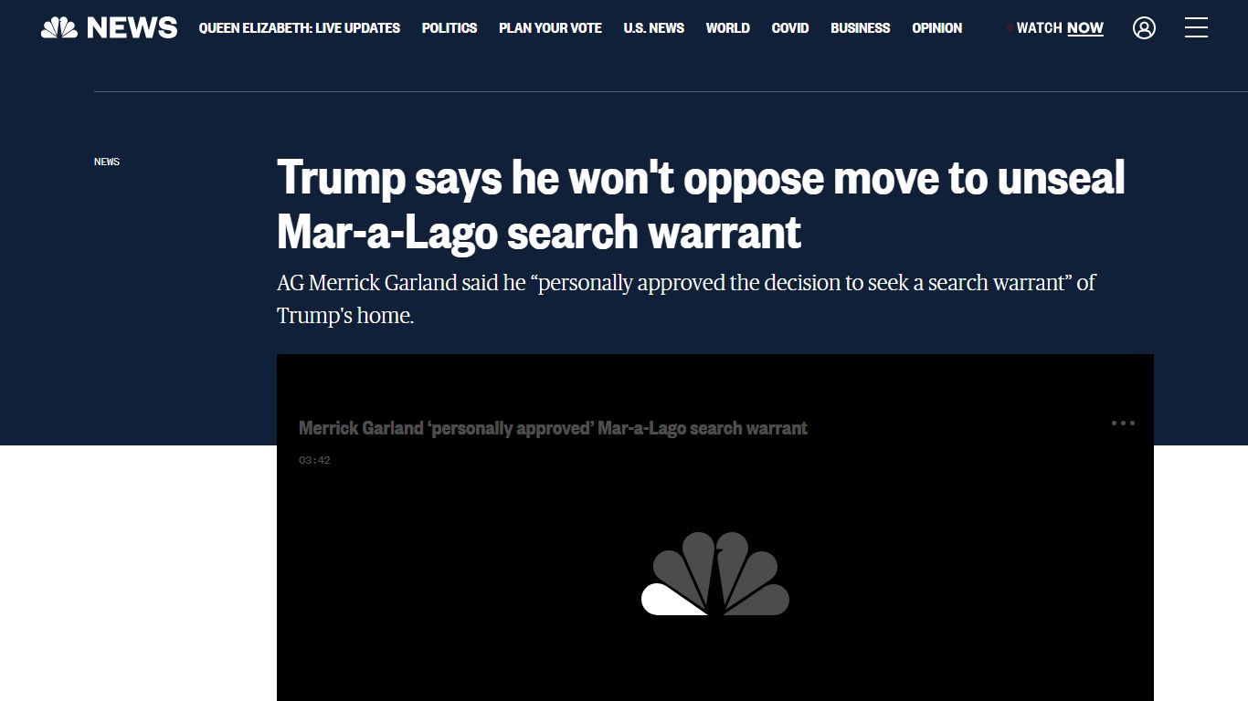 Trump says he won't oppose move to unseal Mar-a-Lago search warrant